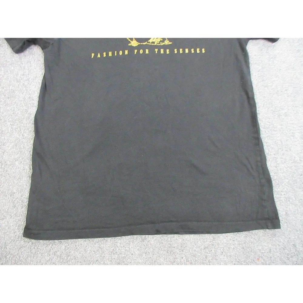 True Religion Shirt Mens Medium Black Metallic Gold Buddha Guitar Tee Tagless